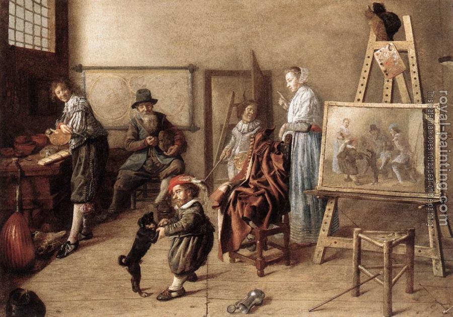 Jan Miense Molenaer : Painter in His Studio, Painting a Musical Company